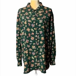 Vintage Pendleton Plus Button Down Paisley Print Blouse Green Sz 20W
